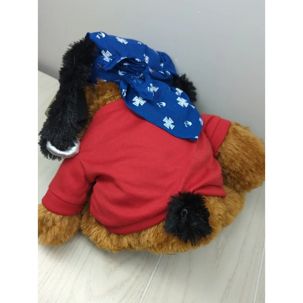 PetSmart Bret Michaels Chance Squeaker Plush Brown Dog Toy red shirt blue scarf